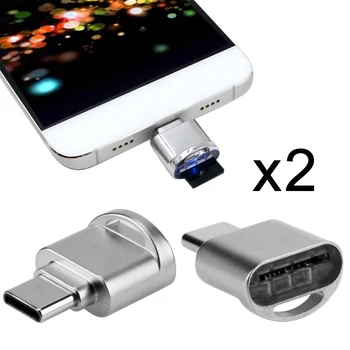 Zihan 2vnt USB 2.0 Type C) USB-C Micro SD SDXC TF Kortelių Skaitytuvo Adapteris Nešiojamas kompiuteris ir mobilusis Telefonas