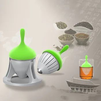 Silikagelis arbata infuser nerūdijančio plieno filtras įrankis dizaino išradingai raudona laikiklis su rankenėle