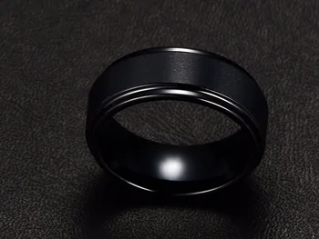Mens Žiedai Volframo Plieno juoda Juoda-spalva Sustiprino Kraštų Apdaila Centras Žiedai Vyrams, Vestuvių, Sužadėtuvių Juosta Papuošalai