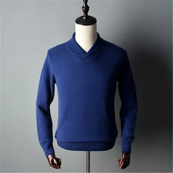 Smart casual cashmere v-kaklo, megztiniai vyrų mados storio kietos H-tiesiai megztinis megztinis 4color S-2XL