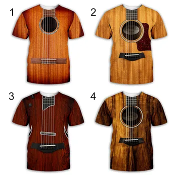 Vyrai 3D Gitaros Modelis trumpomis Rankovėmis Palaidi Tinka T-Marškinėliai, Topai Vasarą H9