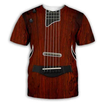 Vyrai 3D Gitaros Modelis trumpomis Rankovėmis Palaidi Tinka T-Marškinėliai, Topai Vasarą H9