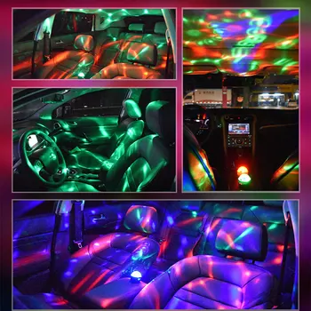 1PC automobilių DJ šviesos LED scenos šviesos kristalų magija kamuolys USB įkrovimo mini atmosferą Kalėdų žiburiai kietas dekoratyvinis apšvietimas