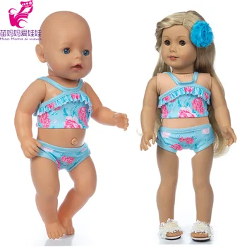 40cm Nenuco lėlės Ropa y su Hermanita mėlyna plaukti kostiumas 18-colių amerikos og mergina lėlės bikini komplektas plaukti drabužiai