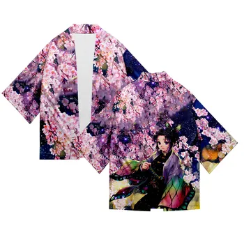 Japonijos Kimonos Moteris Azijos Kimono Demon Slayer Pats Cosplay Megztinis Marškinėliai Kimono Pora Yukata 2019 M. Vasarą, Rudenį Paplūdimys