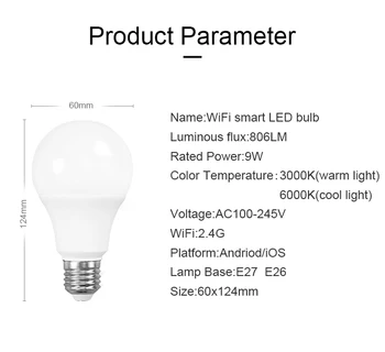 EWeLink Smart Lemputės RGB Wifi Smart Lemputė LED Lempos, šviesos srautą galima reguliuoti Lempa 9W 806 Liumenų E27 App Kontrolės Google, Alexa Namų Smart Home