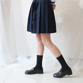 Jeseca Preppy Stiliaus Japonų Kawaii Studentų Mielas Kojinės Aksomo Vasaros Elastinga Įgulos Kojinių Kieto Juoda Balta Moterų Streetwear Kojinių