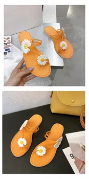 Moterų Sandalai, Šlepetės 2020 Naują Atsitiktinis Daisy Gėlių Butas Batai Šviežių Atidaryti Tne Dirželis Stiliaus женская обувь