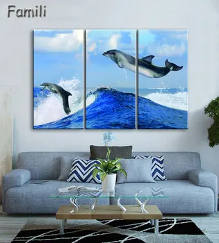 3Panel Šiuolaikinio Meno sea green blue beach Bangų nuotrauką apdailos drobė, tapyba sienos nuotrauka už kambarį namų dekoro neįrėminti