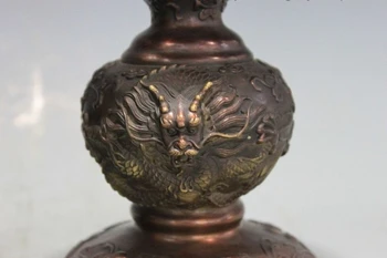 Kinija Grynas Bronzos, Vario Drakono Šventyklos Žvakidė candleholder candler Pora
