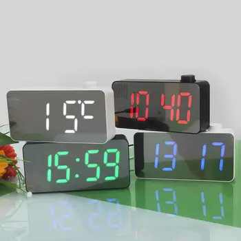 LED Veidrodis, Žadintuvas, Skaitmeninis Atidėti Stalo Laikrodis Stalinis Laikrodis Temperatūra Kalendorius Atidėjimo Funkcija su USB Namų Puošybai Laikrodis