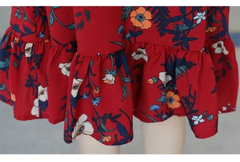 Laisvas Mados 2020 m. aukštos kokybės pynimas Vintage Suknelė pynimas Moterys ilgomis Rankovėmis Rudens gėlių Spausdinti Suknelės Slim Feminino 09i