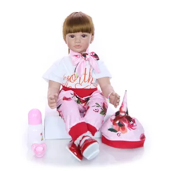 24 Colių Atgimsta Lėlės Kūno Silikono Atgimsta Kūdikių Lėlės Vonios Žaislas Gyvas Naujagimis 60 cm Princesė Baby Doll, Gražių Kalėdų