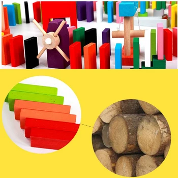 Domino Blokai Nustatyti Spalvotas Domino Vaikams, Žaislai, Edukaciniai Žaislai, Mediniai Domino Rinkinys Vaikams Dovanų
