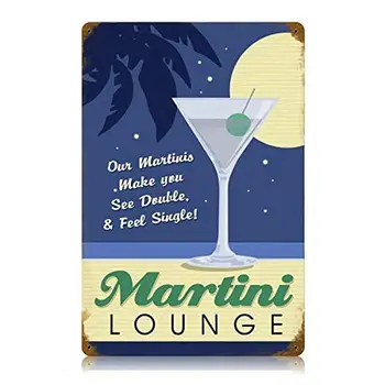 Derliaus Martini Lounge Metalo Skardos Pasirašyti Namų Baras, Virtuvė, Restoranas Sienos Deocr Apnašas Ženklai