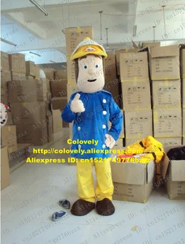 Gaisrininkas Sam Ugnies Žmogus Truckman Talismanas Kostiumas Mascotte Su Blue Coat Geltonos Kelnės Suaugusių Šalies Kostiumas Fancy Dress Nr. 121 Nemokama Laivas