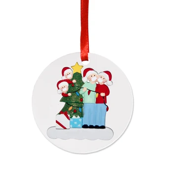 2021 Kalėdų Šeimos Ornamentu Dekoracijas, Kaukes Rankomis plauti Kalėdų Eglutės Kabo Vėliavos 2 3 4 5 Dervos Asmeninį Maitintojo