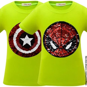 Disney Vasaros Vaikų Marškinėliai Super Harajuku China dvipusis modelio Marškinėlius SpiderMan marškinėliai Berniukams, Kūdikių Viršūnės