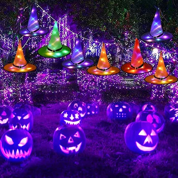1pc Helovinas Apdailos Ragana Skrybėlės LED Žibintai Bžūp Halloween Kostiumai, Rekvizitas, Lauko Medžio Kabo Ornamentu Namų Švyti Šaliai Dekoro