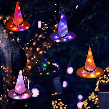1pc Helovinas Apdailos Ragana Skrybėlės LED Žibintai Bžūp Halloween Kostiumai, Rekvizitas, Lauko Medžio Kabo Ornamentu Namų Švyti Šaliai Dekoro