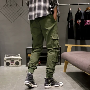 Plus Size Multi-Kišenės, Krovinių Kelnės Vyrams Streetwear Baggy Jogger Kelnes Kulkšnies Ilgis Haremo Kelnės 6XL 7XL 8XL