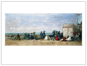 Sienos meno tapybos drobės marina plakatai milžinišką nuotraukas freskos spaudinių impresionizmo meno Trouville Paplūdimio Scena, Pagal Eugene Boudin