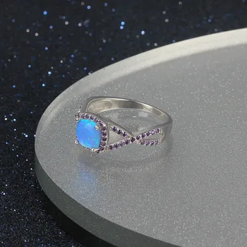 Moterų Mados Juvelyrikos Žiedas Spalvingas Aikštėje Princesė Iškirpti Mėlyna Begalybė Žiedų Moterų Vestuvės Vestuvinis Juosta Šalies Žiedai