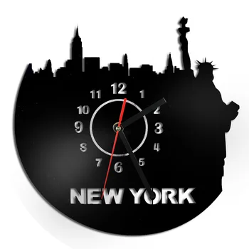 Niujorko Sightseeings Sieninis Laikrodis Rankų Darbo Lase Iškirpti Stiklo Laikrodis Kambario Dekoro Akrilo Laikrodis