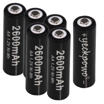 YECKPOWO AA įkraunamos baterijos nimh 2600mah 1.2 V baterijų 2A, žibintuvėlis žaislų už dantų šepetėlį akkumulator 2020 naujas
