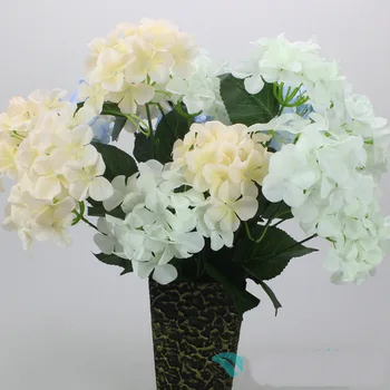 7 Filialų Nekilnojamojo Touch Dirbtinis, Netikras Šilko Gėlių Hydrangea Lapų Dirbtinės Gėlės Šilko Puokštes Namuose Šalis, Vestuvių Dekoras