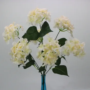 7 Filialų Nekilnojamojo Touch Dirbtinis, Netikras Šilko Gėlių Hydrangea Lapų Dirbtinės Gėlės Šilko Puokštes Namuose Šalis, Vestuvių Dekoras