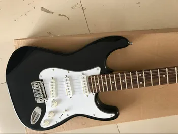 Nauja juoda elektrinė gitara, baltas skydas, SISTEMA pikapas, pritaikoma, nemokama krovinių