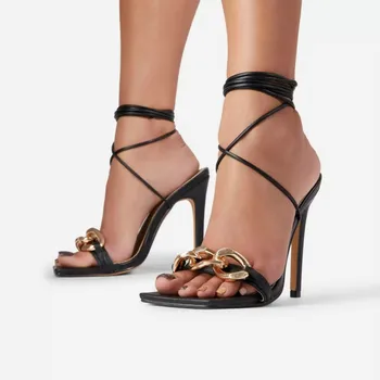 Moterys vasarą batai gladiatorių sandalai moteris 11cm aukštakulnius sandalus šalis suknelė batai kirsti dirželis nėriniai-up siurbliai dydis 35-42