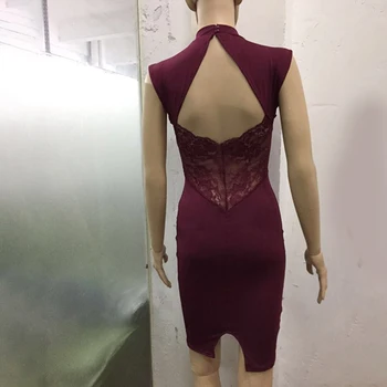 Vasaros 2021 Seksualus Bodycon Šalis Suknelė Golfo Nėrinių Susiuvimo Klubo Moterų Suknelė Tuščiaviduriai Iš Atvira Nugara Bodycon Seksualus Krūtinės Suknelė