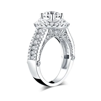 925 Sterlingas Sidabro 1.25 CT Round Sumažinti Dvigubai Halo Sužadėtuvių Žiedas Imituoti Deimantų Moterų Vestuvių Sidabro Žiedai, Papuošalai