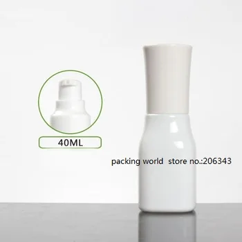 40ml kvadrato formos baltos spalvos stiklo butelis su siurblio dangtelis, skirtas losjonas/emulsija/serumo/foundation/tonerio/vandens odos priežiūros kosmetikos pakuotės
