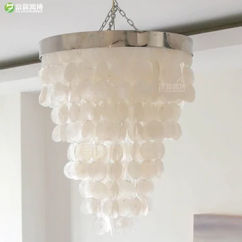 Moderni baltos spalvos natūralių seashell pakabukas lempos, E14 LED korpuso apšvietimas, valgomasis, gyvenamasis kambarys, virtuvė, miegamasis namų rungtynių