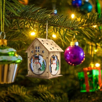 LED Šviesos Kalėdų Senelio Elnių, Sniego Pakabukas Medžio Namų Dekoro Derliaus Padengti Lemputė Guard Lempos Pakabukas