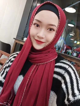 (12 vnt/daug) Naujas dizainas džersis medvilnės Musulmonišką hidžabą šalikas ir islamo apvyniokite šaliku skarelė YM039