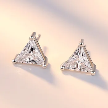 925 Sterlingas Sidabro Cirkonis Žvaigždžių Geometrinis Trikampiai Stud Auskarai Moterims Laisvalaikio Stiliaus Mergina Earings