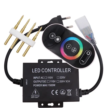 220V LED RGB Valdiklis 1500W 10mm PCB jutiklinių RGB valdiklis su 4Pin Jungtis, EU Plug
