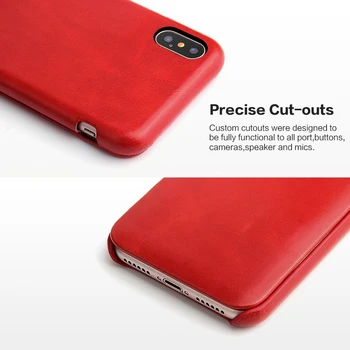 Fierre Shann Prabangių Verslo natūralios Odos Plonas Flip Telefonas Case For iPhone 12 mini Pro 11 X XR XS Max 7 8 Plus SE 2020 Dangtis