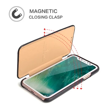 Fierre Shann Prabangių Verslo natūralios Odos Plonas Flip Telefonas Case For iPhone 12 mini Pro 11 X XR XS Max 7 8 Plus SE 2020 Dangtis