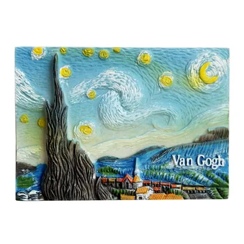 3D Animaciją Van Gogh Dervos Pasta Šaldytuvas Magnetai Apdailos Surinkimo Šaldytuvas Magnetinis Lipdukas Dovanos Žvaigždėtą Kky Suvenyrų