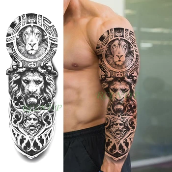 Tatuiruotė Lipdukas Vandeniui Laikinai liūto galva gyvūnų žmogaus veidas visiškai rankos netikrą tatto 