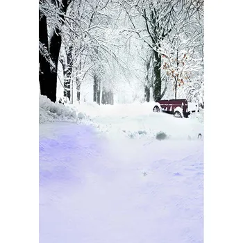 Mehofoto Balto Sniego Fone Fotografijos Žiemos Miško Fone Fotografijos CM-2307