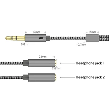 3.5 mm Audio Splitter Cable Kompiuterio Lizdas 3.5 mm, 1-Vyras, 2-Moteris Mic Y Splitter AUX Kabelis, Ausines Adapteris, Splitter