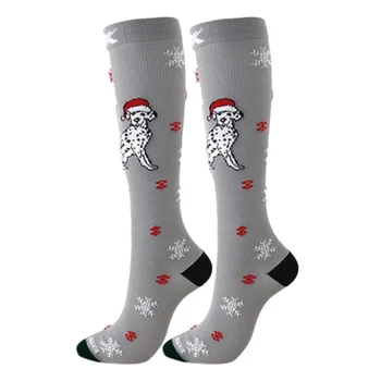 Knee-High Kalėdų Glaudinimo Kojinės Moterims, Vyrams Slėgio Kojinės Suspausti Briedžių Modelis Elastinės Kojinės, Veikia