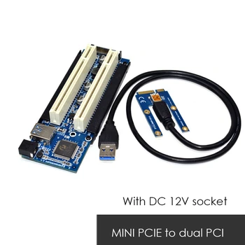 MINI PCI-E Dual PCI Riser Card PCI Lizdas Palaiko Užfiksuoti Kortelės Aukso Mokesčių Kortelę, Garso plokštė, Lygiagrečiai Uosto Kortelės