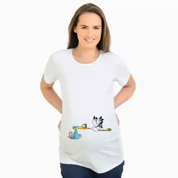 Motinystės Viršūnes Berniukai Ūsais ar Merginos Lūpų t-shirt nėščioms moterims vasaros marškinėliai nėštumo drabužiai juokinga tees trumpas rankovės